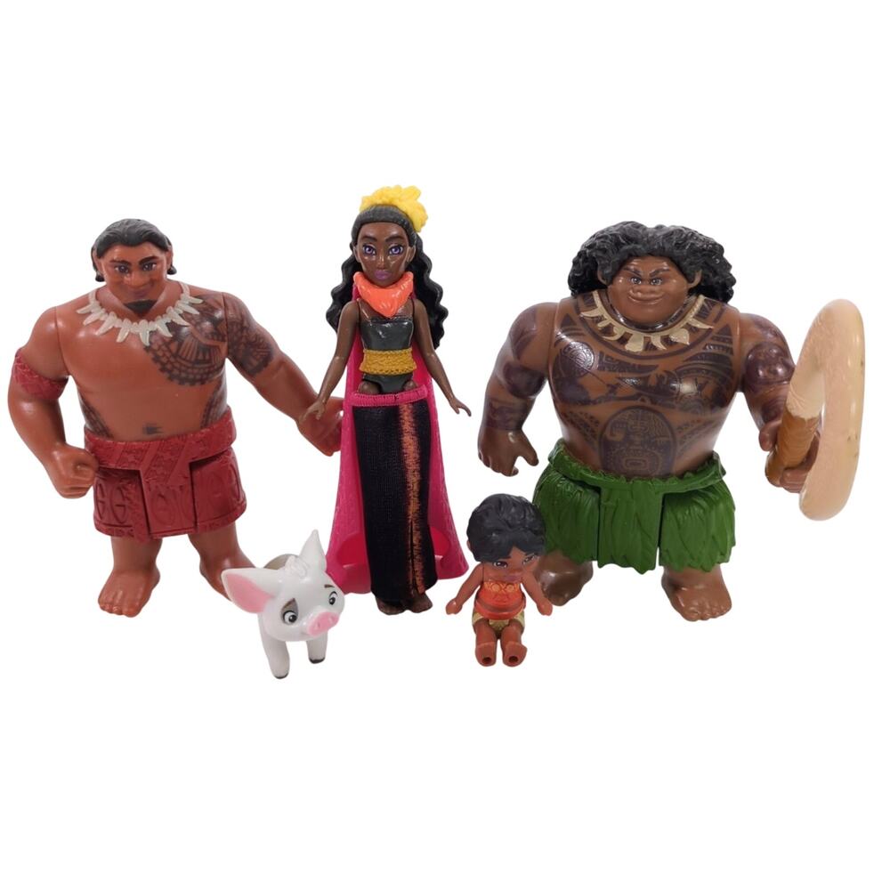 Disney Moana Maui Sina Pua Mini Figures Set 2016 5-Piece With Hook